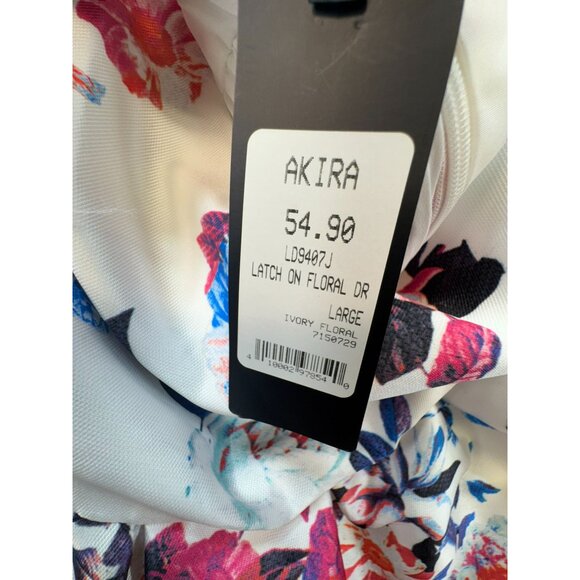 Akira Chicago Black Label Floral Sleeveless Dress V-Neckline & Cross Back Straps - Picture 7 of 13